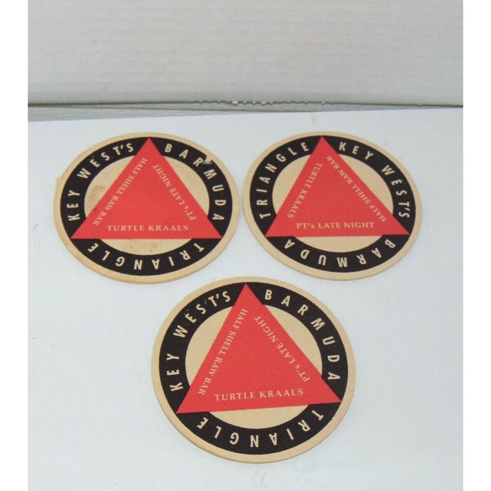 TURTLE KRAALS  Barmuda Triangle Key West FL Beer Coaster Brewery X3 Defunct RARE